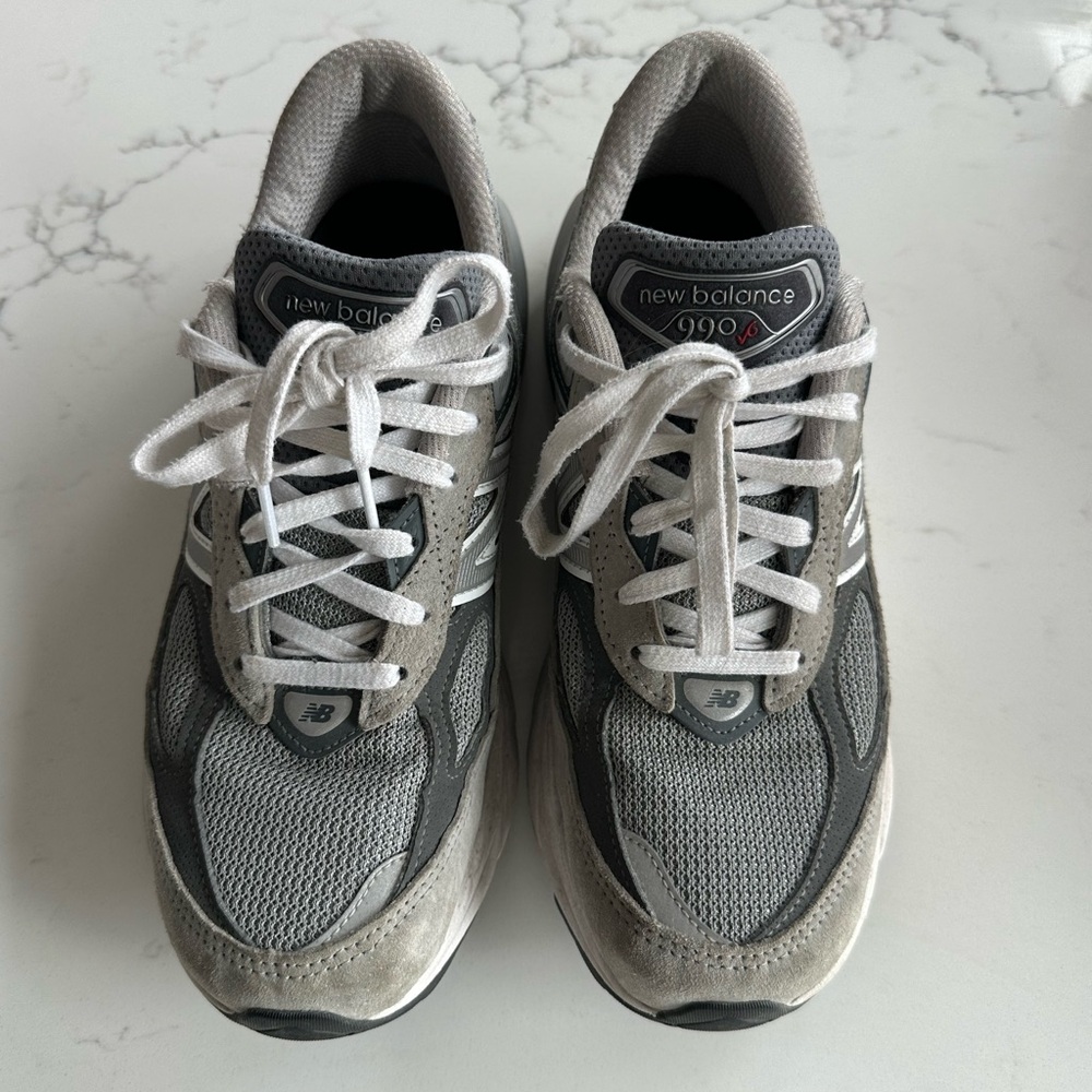 New Balance Gray and White Sneakers with Mesh Upper